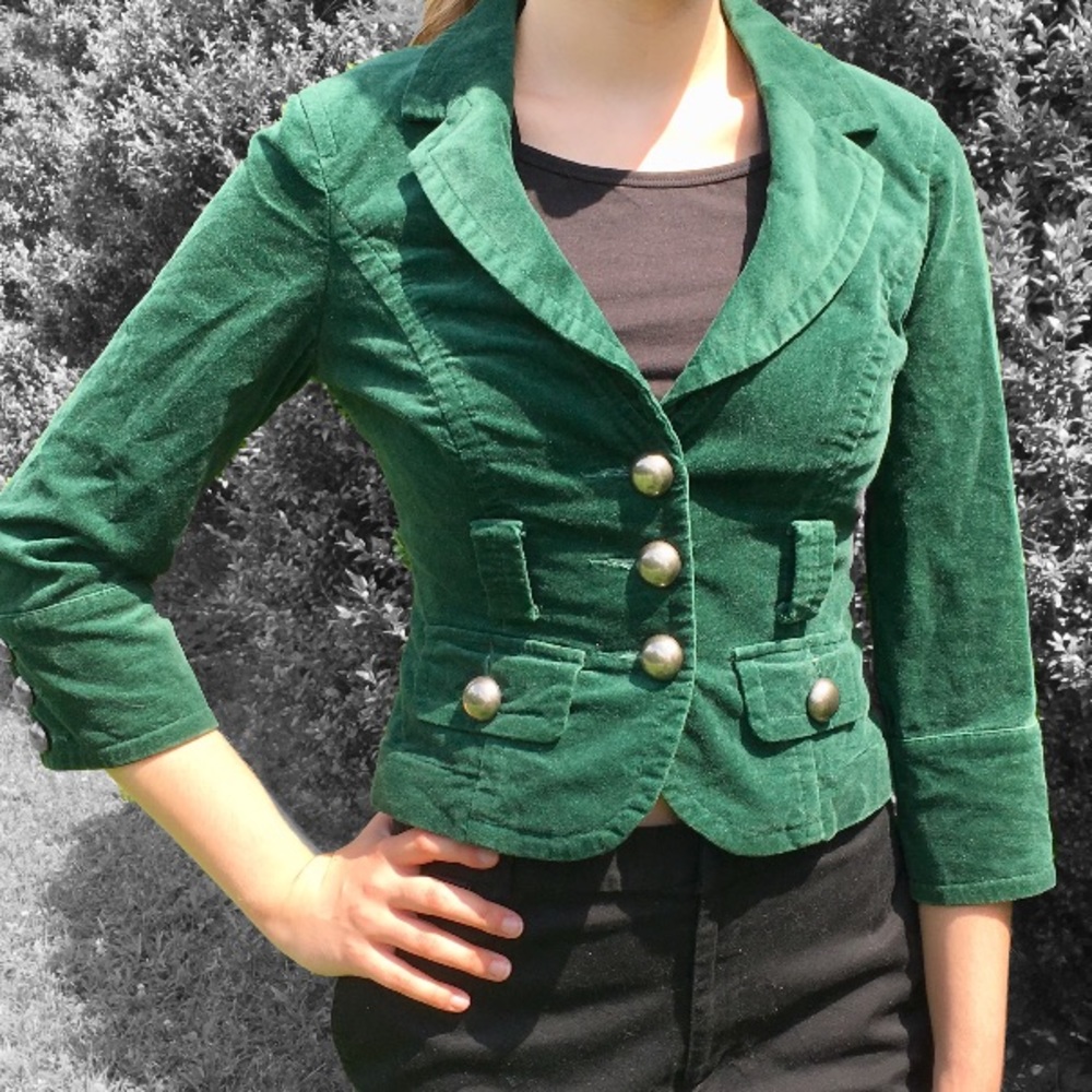Bebe Green Velveteen Holiday Blazer